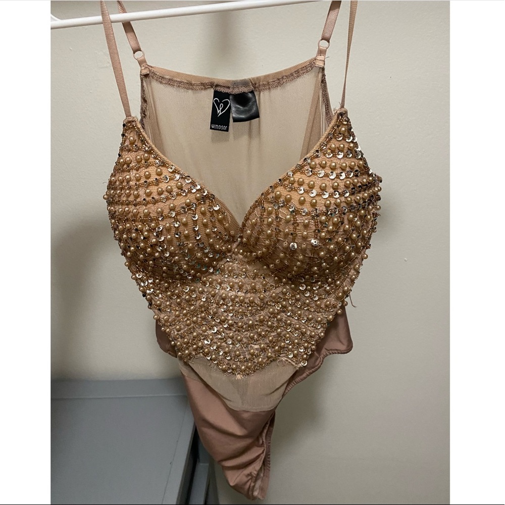 Jeweled nude bodysuit